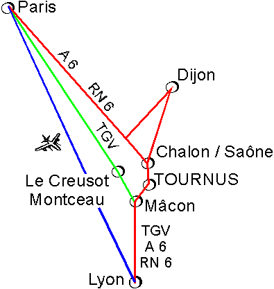 Schéma d'accès à Tournus