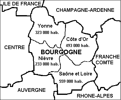 la Région Bourgogne avant le 1er janvier 2016(population recensement de 1990)
